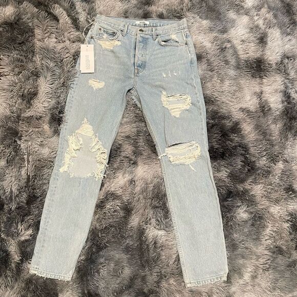 NWT! GRLFRND Karolina High-rise Button Fly Distressed Skinny Long Jean In Jaggar - Picture 5 of 10